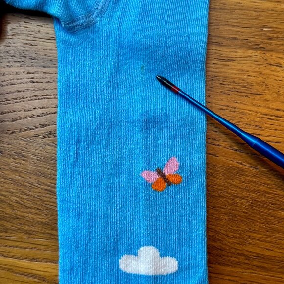 FRUGI Bee Little Knitted Leggings Girls 1-2Y NEW Blue Organic Cotton Tights NWT - Picture 5 of 7